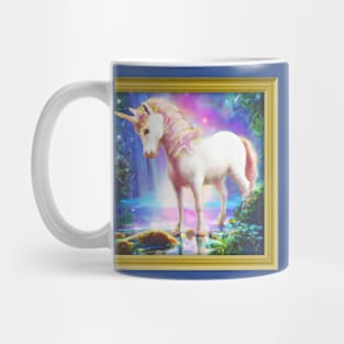 A golden unicorn in a pond Mug